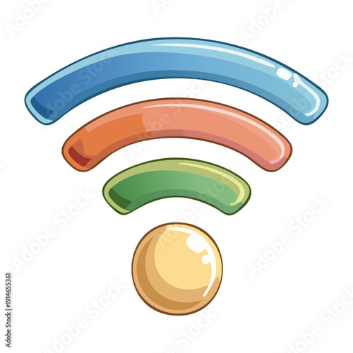 Colorful wifi signal icon with rounded lines for wireless connection and internet Graphic Asset