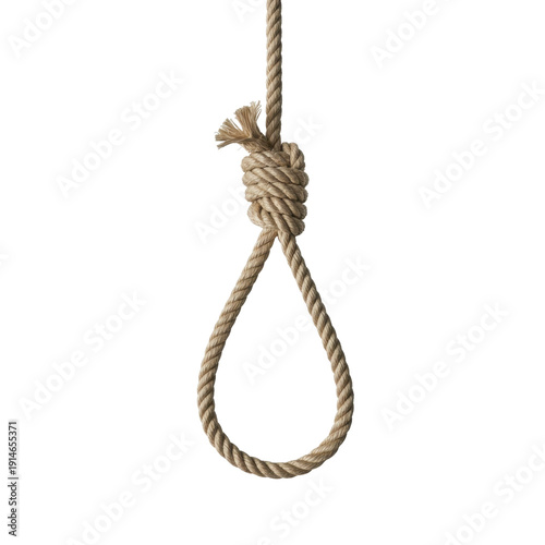 Noose made of rope knot hangman's noose loop isolated on a transparent background