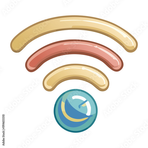 Modern wireless signal icon for networking and high speed internet access Graphic Asset