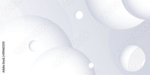 White geometric abstract background overlap layer on bright space with lines effect decoration. Modern graphic design element circles style concept for banner.