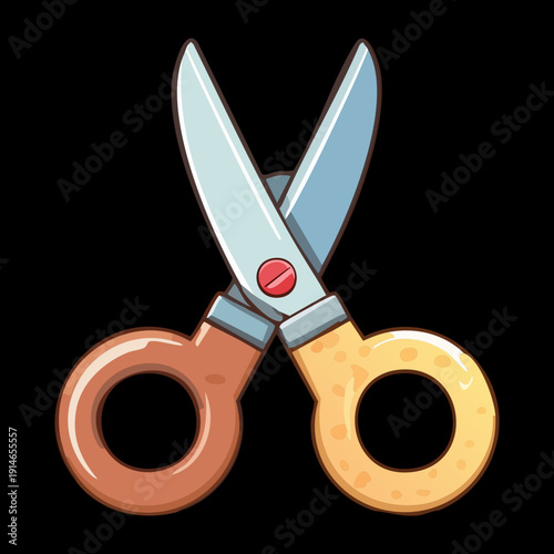 Sharp metal scissors icon for cutting paper and craft activities Graphic Asset