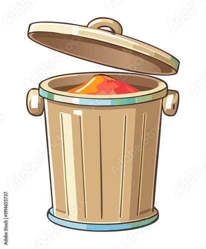 Open trash bin icon for recycling and digital file removal Graphic Asset