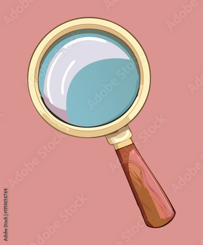 Magnifying glass with red handle for investigation and detailed search Graphic Asset