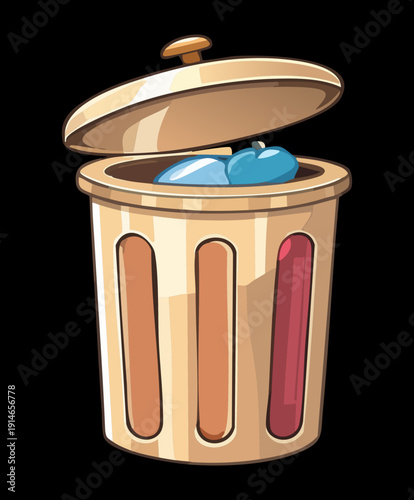 Gray trash bin icon for disposal and cleaning maintenance tasks Graphic Asset