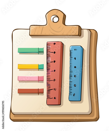 Checklist clipboard with ruler for technical measurement and quality control Graphic Asset