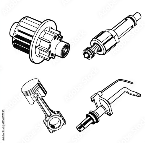 Mechanical Splined Shaft and Engine Piston Assembly
