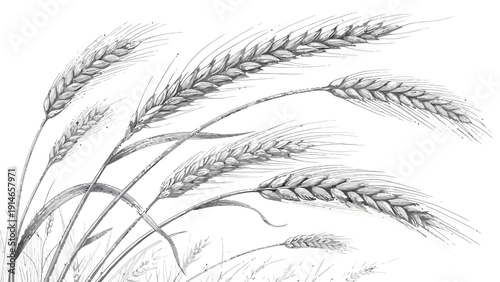 Elegant wheat stalks swaying gently in the breeze