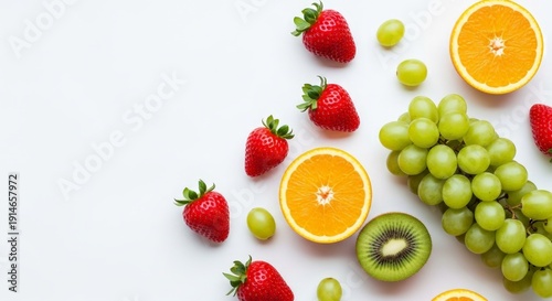 Wallpaper Mural Assortment of Fresh Fruits Including Strawberries, Orange, Grapes, and Kiwi Torontodigital.ca