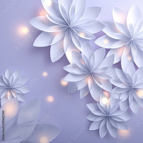 Elegant Paper Flowers In Pastel Purple Background