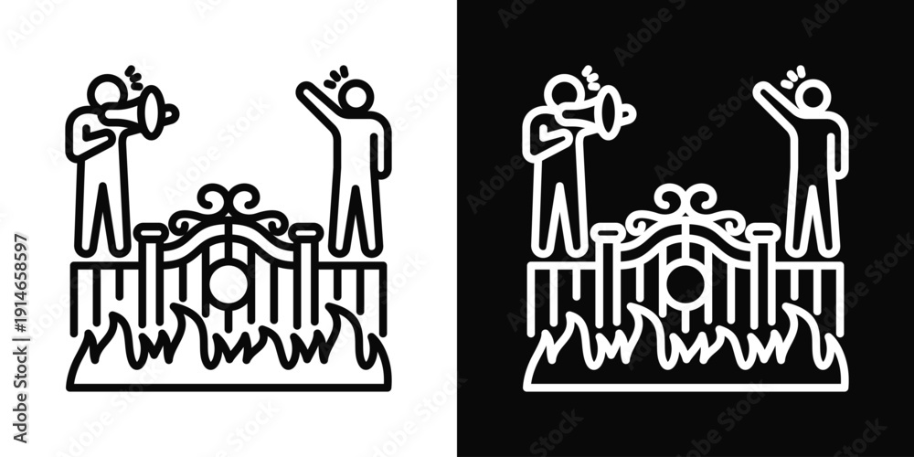 Obraz premium Civil Unrest Icon White And Black Background Style