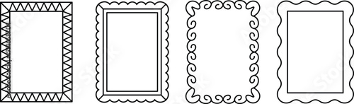 Decorative picture frame outline set, vintage and modern border styles collection, ornamental rectangular frames vector illustration