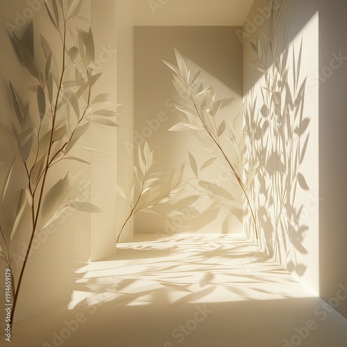 Beige Room With Plant Shadows
