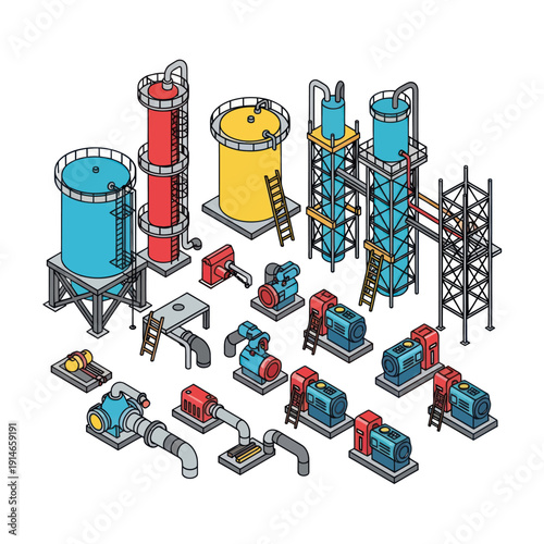 Industrial Equipment and Machinery Illustration.