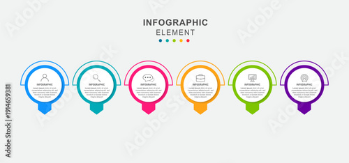 Business infographic element with 6 options, steps, number vector template design