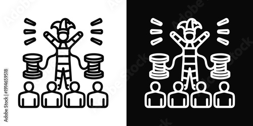 Puppet Leader Icon White And Black Background Style