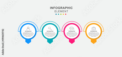 Business infographic element with 4 options, steps, number vector template design