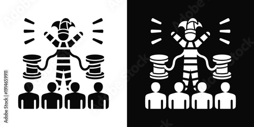 Puppet Leader Icon White And Black Background Style