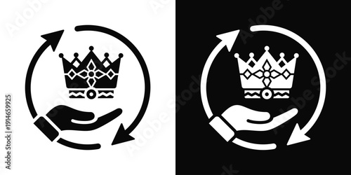 Grab Power Icon White And Black Background Style