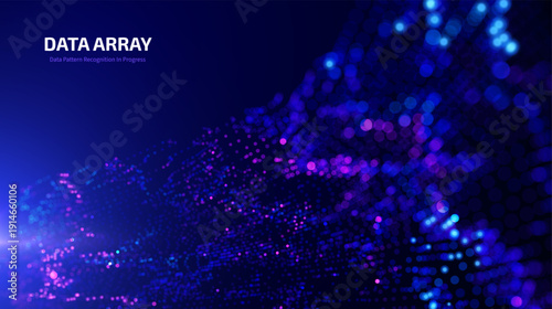 eal-time market data visualization with distorted blue-purple particles showing algorithmic trading, quantitative analysis, and live financial dashboard interfaces for fintech apps vector background