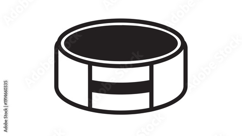 Minimalist circular ring icon with hollow center and contrasting bands.