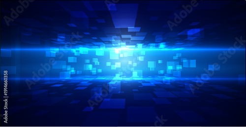 Glowing data 3d cubes abstract digital vector background. Perfect for AI concepts, big data visualization, technology presentations for websites and corporate media