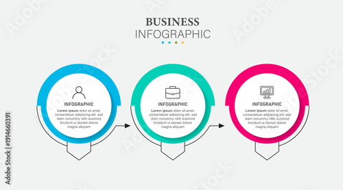 Business infographic element with 3 options, steps, number vector template design