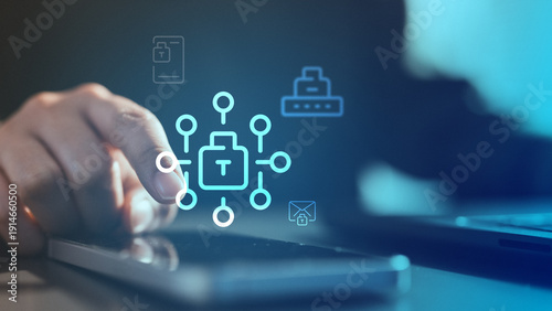 фотографія User interacting with tablet and passkey security interface, representing passwordless login, WebAuthn authentication, identity verification, data protection, and modern cybersecurity technology