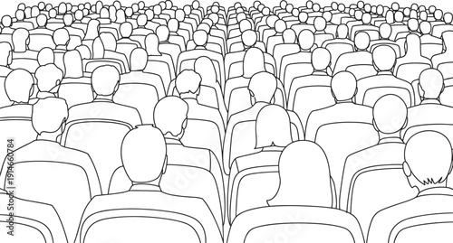 Large audience crowd sitting in rows, abstract people outline illustration vector for conference, seminar and public event concepts