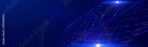 Futuristic data array visualization with flowing particle waves and digital interface representing big data analysis, pattern recognition, artificial intelligence, machine learning vector background