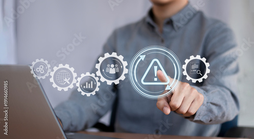 Fotografie Incident Management of business concept, Businessman use technology Incident man