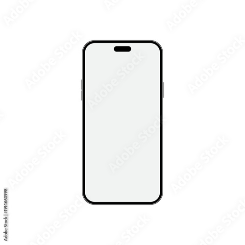 Modern smartphone with blank screen icon. Mobile phone with frameless symbol. Cellphone mockup illustration