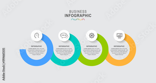 Timeline infographic design with circle for business template. Vector 4 steps.
