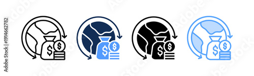 Global Economy Icon Multiple Style