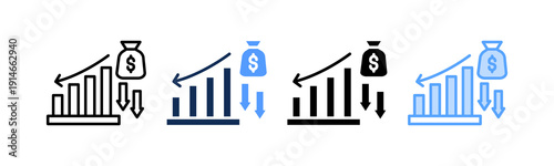 Budget Deficit Icon Multiple Style
