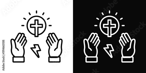 Prayer Conflict Icon White And Black Background Style