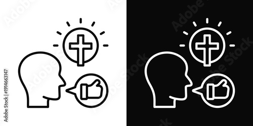 Belief Criticism Icon White And Black Background Style