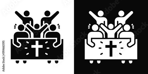 Religious March Icon White And Black Background Style