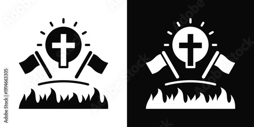 Holy War Icon White And Black Background Style