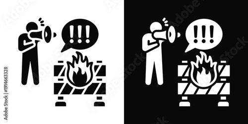 Radical Speech Icon White And Black Background Style