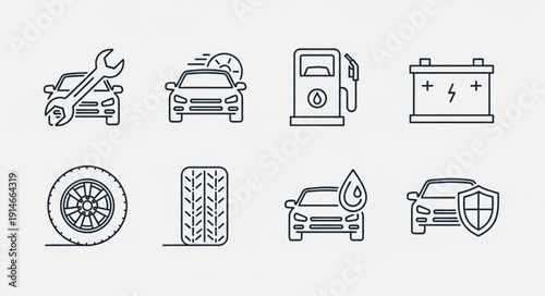 Car Service and Maintenance Icons Set.