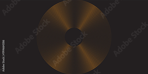 Print3D brown lines techno abstract background overlap layer on dark space with circles shapes effect decoration. Modern graphic design element stripes style concept for web banner, card, or 