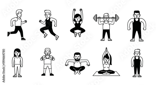 Collection of Diverse People Engaged in Various Fitness Activities.