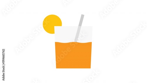 Fresh Orange Juice Glass Animation