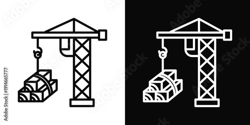 Framing Contractor Icon White And Black Background Style