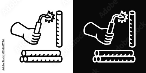 Steel Contractor Icon White And Black Background Style