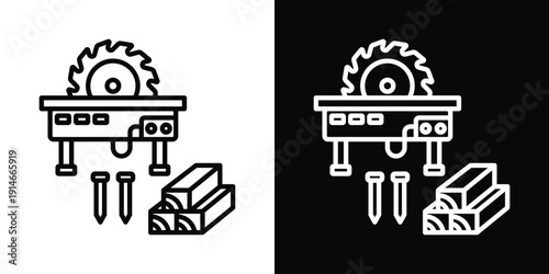 Deck Builder Icon White And Black Background Style