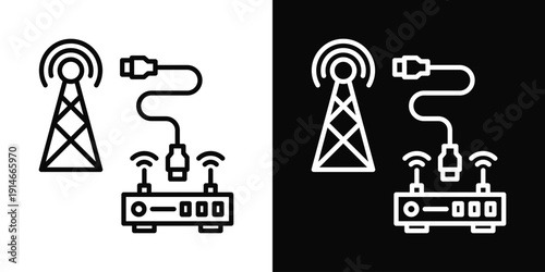 Telecommunications Contractor Icon White And Black Background Style