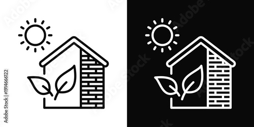 Green Building Contractor Icon White And Black Background Style