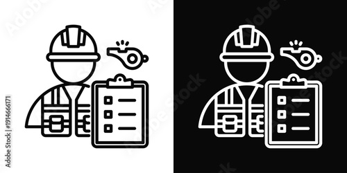 Site Supervisor Icon White And Black Background Style