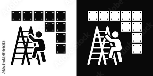 Drywall Contractor Icon White And Black Background Style